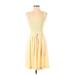 RENA LANGE Casual Dress - A-Line Scoop Neck Sleeveless: Yellow Print Dresses - Women's Size X-Small