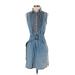 Burberry Brit Casual Dress - Shirtdress High Neck Sleeveless: Blue Solid Dresses - Women's Size Small