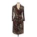 Jones New York Signature Casual Dress - Sheath Collared 3/4 sleeves: Brown Dresses - Women's Size 10