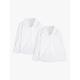 John Lewis Girls' Long Sleeved Open Neck Blouse, Pack of 2, White