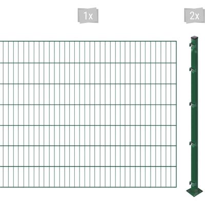 Einstabmattenzaun ARVOTEC "ESSENTIAL 140 zum Einbetonieren", grün (dunkelgrün), H:140cm, Stahl, Kunststoff, Zaunelemente