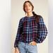 Anthropologie Tops | Anthropologie Cloth & Stone Glacier Plaid Balloon Sleeve Blouse Top Small | Color: Black/Purple | Size: S