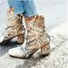 Free People Shoes | Free People Cecil Snakeskin Print Boots Booties Cream Tan Grey | Color: Cream/Tan | Size: 7.5