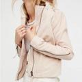 Free People Jackets & Coats | Free People Faux Leather Moto Jacket Vegan In Pink Blush | Color: Cream/Pink | Size: 12