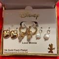 Disney Jewelry | Disney Hoop Earrings With 3 Interchangeable Charms- New In Box | Color: Gold | Size: Os