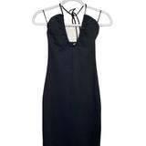 Zara Dresses | New Zara Midi Length Black Halter Neck Deep V Neck Dress | Color: Black | Size: S