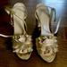 J. Crew Shoes | J Crew Made In Italy Size 9 Ankle Strap Shimmer Gold Shoes | Color: Gold | Size: 8.5