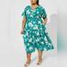 Torrid Dresses | Euc Torrid Teal/White Floral Tie Neck Tiered Dress 3x | Color: Green/White | Size: 3x