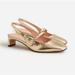 J. Crew Shoes | J.Crew Layla Slingback Mary Jane Heels Specchio Leather Gold Size 9.5 Bt903 D | Color: Gold | Size: 9.5