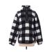 Abercrombie & Fitch Fleece Jacket: Below Hip Blue Checkered/Gingham Jackets & Outerwear - Women's Size Small