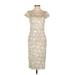 Tadashi Shoji Casual Dress - Party Boatneck Short sleeves: Ivory Solid Dresses - Women's Size 0