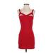 Charlotte Russe Cocktail Dress - Mini V-Neck Sleeveless: Red Solid Dresses - Women's Size Small