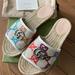 Gucci Shoes | Gucci Pilar Gg Multicolor Espadrilles Slides | Color: Tan/White | Size: 7.5