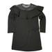 Zara Dresses | Like New Zara Black Relaxed Fit Ruffle Mesh Shoulder Long Sleeves Top Sz Medium | Color: Black | Size: M