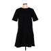 Ann Taylor LOFT Casual Dress - DropWaist High Neck Short sleeves: Black Dresses - Women's Size Large Petite