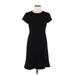 Saks Fifth Avenue Casual Dress - A-Line Crew Neck Short sleeves: Black Solid Dresses - Women's Size 6