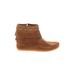 Minnetonka Ankle Boots: Brown Print Shoes - Women's Size 6 - Round Toe