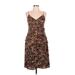 Eliza J Casual Dress - A-Line V-Neck Sleeveless: Brown Leopard Print Dresses - Women's Size 14