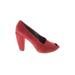 Coclico Heels: Red Solid Shoes - Women's Size 38.5 - Peep Toe