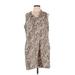 Tommy Bahama Casual Dress - Shift V Neck Sleeveless: Tan Leopard Print Dresses - Women's Size Medium