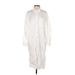 Universal Thread Casual Dress - Shirtdress Collared 3/4 sleeves: Ivory Print Dresses - Women's Size Small