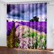 Blackout Curtains For Kids Bedroom - 3D Lavender Fields Printed Thermal Drapes For Living Room - Eyelet Ring Top Window Treatments Noise Reducing For Home Decoration 2 Panels 270X244Cm