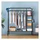 Qunine Garment Rail Organiser Clothes Rails Metal Clothing Rack With Wheels Freestanding Hanger With 2 Tier Coat Display Stand With Shoe Rack/Black/135Cm