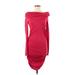 RACHEL Rachel Roy Casual Dress - Bodycon Open Neckline Long sleeves: Burgundy Print Dresses - Women's Size Medium