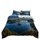 Single Duvet Cover Set Blue Lake Duvet Cover Sets Soft Microfibre Duvet Covers Hypoallergenic Duvet Cover Double Washable Zipper Closure Double Duvet Cover with 2 Pillowcases 50x75cm