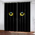 3D Black Animal Cat Digital Print Eyelet Curtains 2 Panels, Curtains For Living Room 264X220Cm, Curtains Blackout Thermal Insulated, Drapes For Kids Bedroom, Decoration Window Treatments