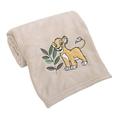 Disney Lion King Leader of The Pack Grey, Sage, & Yellow Super Soft Baby Blanket with Simba Applique, Grey, Sage, Yellow