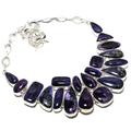 VACHEE Purple Russian Charoite Handmade Heavy Collar Necklace 18" Girls women 925 Sterling Silver Plated Jewelry from 535