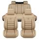 LICOME Car Seat Covers for VW Touran/Touran L Active TSI DSG, Car Cover Seats Full Set, Leather Front Rear Car Seat Protector, Waterproof Seat Cover Car Accessories,E Beige