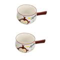 Alipis 2pcs Breakfast Handle Bowl Ceramic Oatmeal Bowl Portable Soup Pot Small Milk Pan Appetizer Bowl Mini Ceramic Creamer Fruit Bowl Gravy Pan Child Ceramics Cereal Bowl White