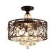 Crystal Chandelier K9 Crystal Raindrop Ceiling Light Rustic Orbed Iron Metal K9 Crystal Chandelier Flush Mount Ceiling Pendant Light for Hallway Bar Dining Bathroom Living Room Crystal Flush Mount