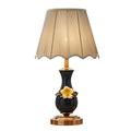 NESPIQ Living Room Bedroom Oriental Ceramic Table Lamp Bedside Bedroom Lamp Living Room Office Study Room Retro Style Fabric Shade Dark Green Table Lamps (Color : Dimming Switch)