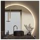 Frameless Left/Right Cut Bathroom Mirror Backlit Vanity Mirror Led Semi-Circular Frameless Wall Mirror Infinitely Dimmable Decorative Mirror Explosion-Proof Non-Bronze Silver Mirror ，for Bathroom