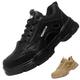 Bawalon Steel Cap Trainers Mens Womens Waterproof Work Trainers, Lightweight Wide Fit Safety Shoes Trainers for Men Women Black 8.5 UK (Label Size:44)