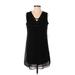 Iz Byer Casual Dress - Shift V Neck Sleeveless: Black Solid Dresses - Women's Size Small