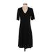 Eileen Fisher Casual Dress - A-Line V Neck Short sleeves: Black Print Dresses - Women's Size Small