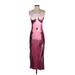 Shein Casual Dress - Party Scoop Neck Sleeveless: Burgundy Print Dresses - Women's Size Small