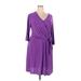 NY Collection Casual Dress V Neck 3/4 sleeves: Purple Solid Dresses - Women's Size 2X