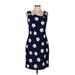 Papillon Blanc Casual Dress - Sheath: Blue Floral Motif Dresses - Women's Size Medium