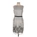 Saks Fifth Avenue Casual Dress - Sheath High Neck Sleeveless: Gray Dresses - Women's Size 8