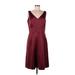 Ann Taylor Factory Casual Dress - Party V-Neck Sleeveless: Burgundy Solid Dresses - Women's Size 10