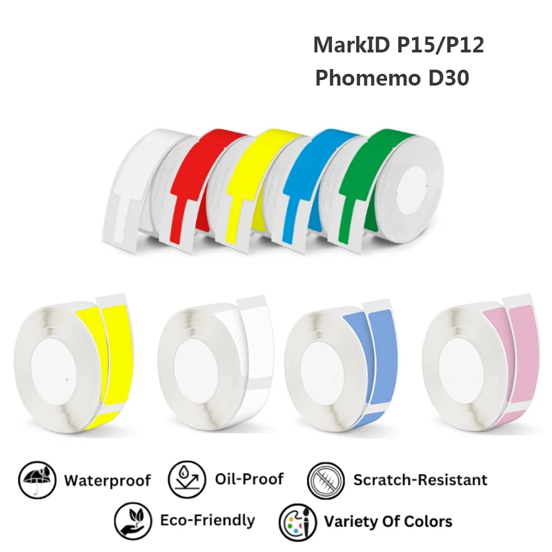 1 Rolle Bluetooth-Etikettendrucker Thermo-Etikettendrucker für MarkeID P15/P12 D30 mit selbstklebendem Etikettenband Home Office Image