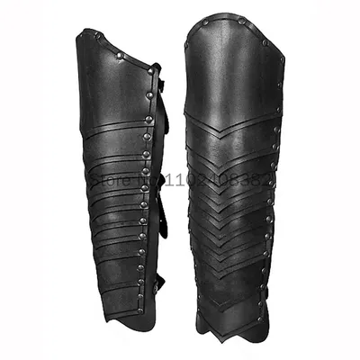 Larp Leder Bein Rüstung Gothic Greaves Half Chaps Gamasche mittelalter lichen Ritter Kostüm Kit Image