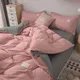 Simple Japanese Solid Color Pink Bedding Set Bed Cover Twin Full Queen Bed Linen Girl Women
