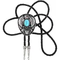 Fashion Western Cowboy Tie Bear Claw Malachite Bolo Tie for Men Black Leather Rope