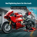 Motorcycle Red Building Blocks Kit Realistic Bike Model Set 646 Pieces Collectible Building Kit